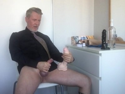 Cum on black shirt w hot dildo play