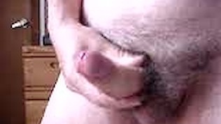 uncut dick masturbating