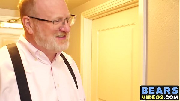 Mature hairy bear ass fucks curious young cub from behind